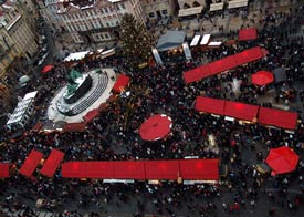 Market stalls at the Praque Christmas market