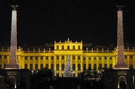 Schonbrum Palace in Vienna at night during 2011 Christmas market