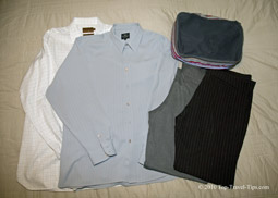 Bundle packing method explained with two shirts and two trousers