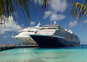 Luxury cruise ships in harbour Two cruise liners in harbor
