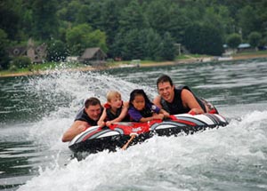 Family enjoying watersport