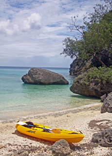 Beach view Vanuatu Kayak on a beach in private island in Vanuatu