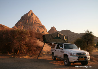 Camping on pickup in Namibia