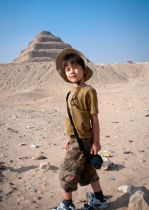 Kid in front of the Pyramids