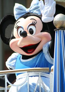 Disneyland Minnie Mouse parading at Disney World