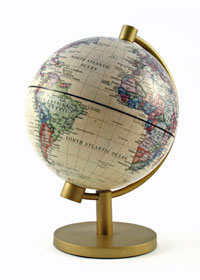Tourist scammers World map on a table stand