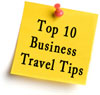 Top 10 business travel tips on sticky note