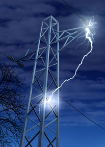 Striking lightning into electronic mast