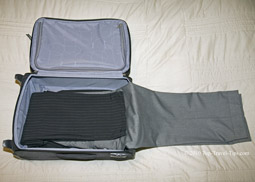 Folding packing method shown with two trousers