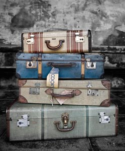 Four vintage luggage bags
